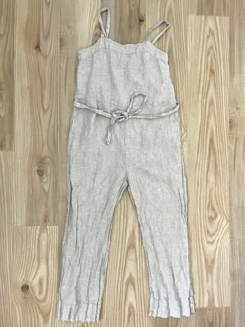 QUINCE 100% Linen Square Neck Jumpsuit Romper Natural Summer Coastal size Small